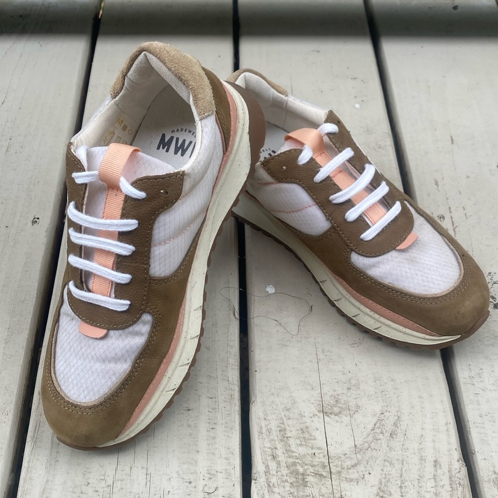 Madewell MWL Kickoff Trainer Sneakers Brown Suede White Mesh Colorblock
size 7